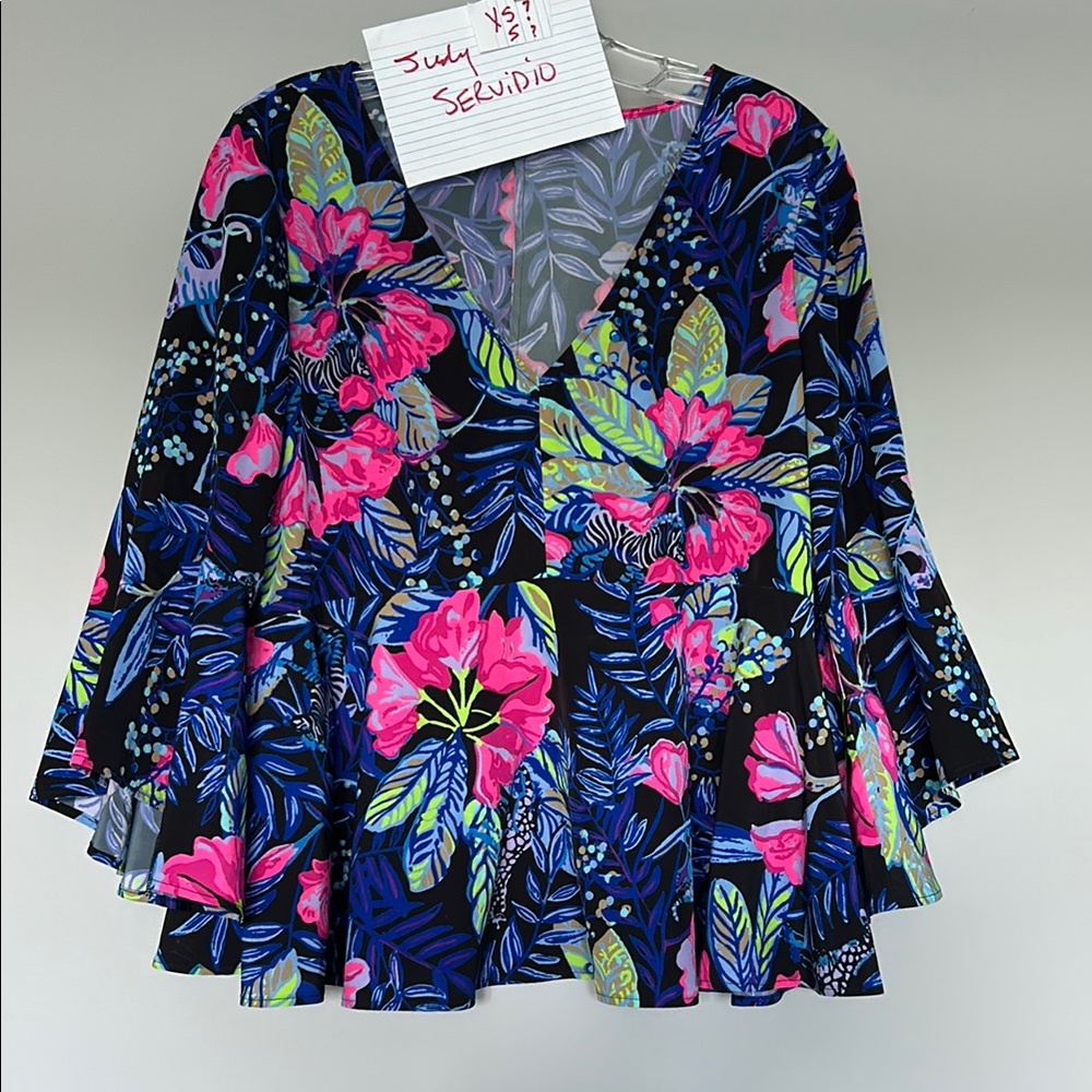 Lilly Pulitzer Navy and Pink Floral Top